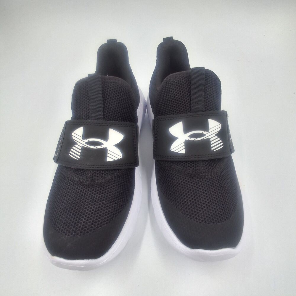 Under Armour Black Slip On Sneakers Shoes Youth Size 3 Hook & Loop Closure